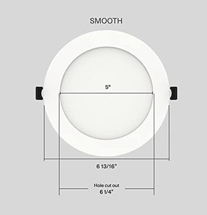 RAB Lighting WFRL-Field-Adjustable Edge-Lit LED Downlight-Canless Wafer Design-Black/White Trim-5CCT Selectable 2700K-5000K-90 CRI-Wet Rated/Dimmable for Modern Ceilings (WFRL6R139FA120WS, 1)