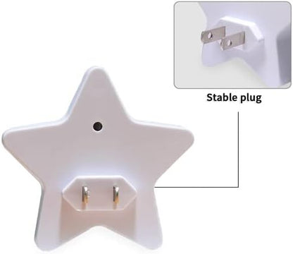 Cute Baby Elephant Plug in LED Night Light Lamp with Dusk to Dawn Sensor for Hallway, Kitchen, Bathroom, Bedroom - Star Shaped Decor