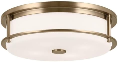Kichler Brit 52597BKCPZ Flush Mount 4-Light 18˝ with Satin Etched Cased Opal Glass in Black and Champagne Bronze