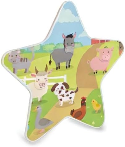 Farm Animals Plug in LED Night Light Lamp with Dusk to Dawn Sensor for Hallway, Kitchen, Bathroom, Bedroom - Star Shaped Decor