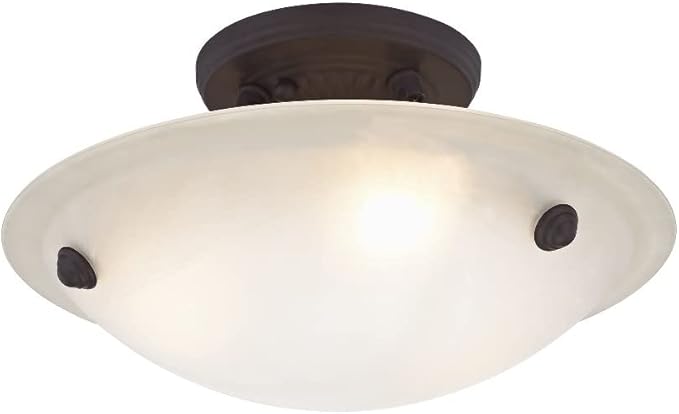 Livex Lighting 5624-07 Home Basics 3 Light Bronze Semi Flush Mount with Honey Alabaster Glass