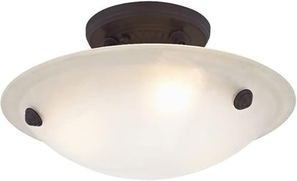 Livex Lighting 5624-07 Home Basics 3 Light Bronze Semi Flush Mount with Honey Alabaster Glass