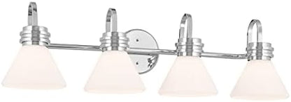 Kichler Farum 34" 4-Light Vanity Light with Opal Glass in Chrome for Single or Double Vanity, Over a Mirror, Powder Room, Bathroom, (34" W x 9.5" H), 55156CH