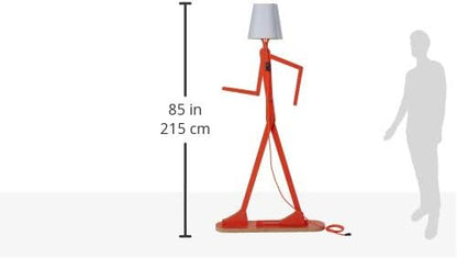 Cool Creative Floor Lamps Wood Tall Decorative Corner Reading Standing Swing Arm Light for Living Room Bedroom Office Farmhouse Kids Gift Idea- with LED Bulb (Oran Orange)