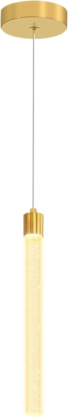 Modern Gold Crystal Pendant Light for Kitchen Island Lighting Dimmable LED Adjustable Crystal Column Chandelier Lighting Hanging Pendant Lighting