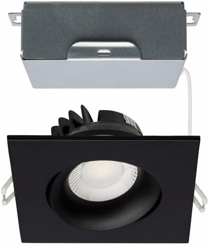 Satco S11628R1 3.5-Inch Low-Profile LED Gimbaled Directional Architectural Downlight, CCT Selectable 2700K/3000K/ 3500K/4000K/5000K, 3.5 Inches, Black