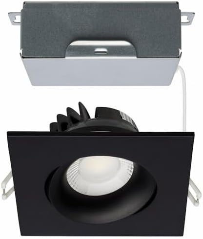 Satco S11628R1 3.5-Inch Low-Profile LED Gimbaled Directional Architectural Downlight, CCT Selectable 2700K/3000K/ 3500K/4000K/5000K, 3.5 Inches, Black