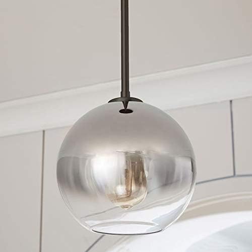 Gradient Color Glass Pendant Light,Modern Glass Hanging Light Chaniler Light (Silver, 20cm)