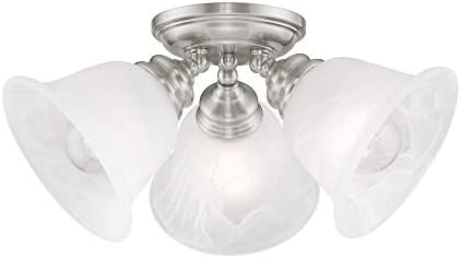 Livex Lighting 1358-91 Essex 3-Light Ceiling Mount, Brushed Nickel