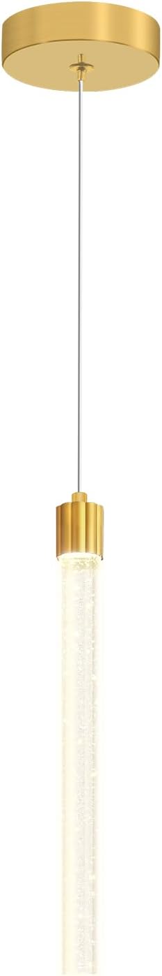 Modern Gold Crystal Pendant Light for Kitchen Island Lighting Dimmable LED Adjustable Crystal Column Chandelier Lighting Hanging Pendant Lighting