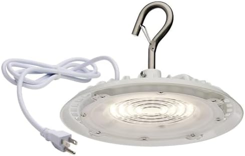 Satco 65/970 Hi-Pro 8-Inch Round LED Shop Light, UFO Utility Light, 60 Watts, White