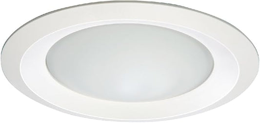 HALO E26 Series 6 in. White Recessed Ceiling Light Fixture Trim with Frosted Glass Lens, Wet Rated Shower Light