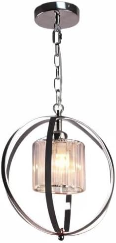 FRIXCHUR Farmhouse Chandelier Crystal Pendant Light Adjustable Hanging Light Fixtures Orb Globe Chandeliers for Kitchen Island Dining Room Foyer Bedroom (Chrome)