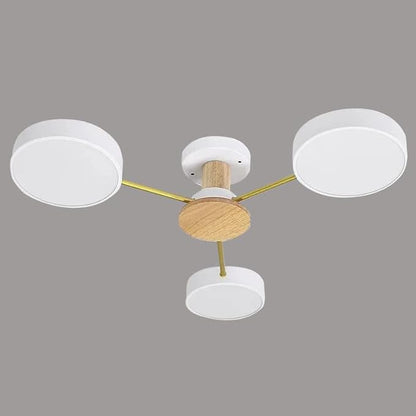 3-Lights LED Ceiling Light Fixture,26 Inch Modern Ceiling Lights Flush Mount Wooden 24W Dimmable Chandelier for Living Room Bedroom Kitchen,3000K/4000K/6000K White