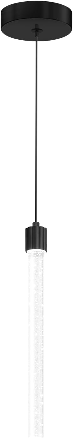 Modern Mini Crystal Pendant Light for Kitchen Island Dimmable LED Adjustable Crystal Column Chandelier Lighting Hanging Pendant Lighting 1 Light Black