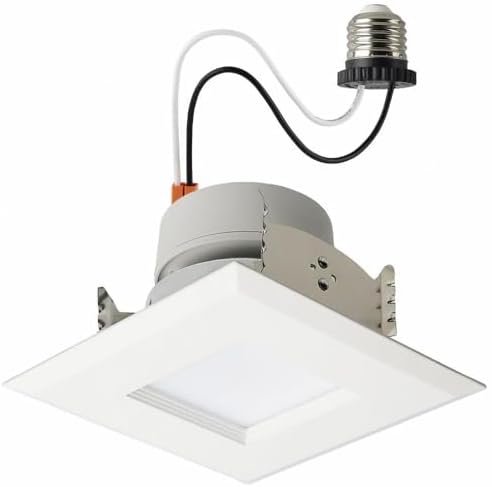 Satco LED Retrofit Downlight with Stepped Baffle, CCT and Wattage Selectable, 4 Inch Square, White