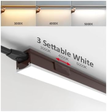 Leetdud Under Cabinet Lighting Plug in, 16 Inch 1 Pc, Linkable AC120V 3CCT 3000K/4000K/5000K Ultra Slim, LED Under Cabinet Lights for Counter Light, Kitchen, Shelf, Sink, Workshop, Desk, Bronze