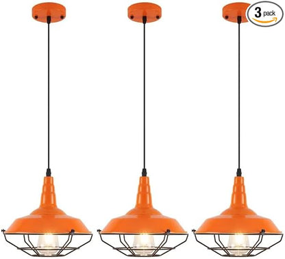Farmhouse Orange Pendant Light, 3 Packs 10.5 inch, Island Pendant Lights, Kitchen Pendant Lights, Kitchen Island Pendant Lights, Pendant Lights Kitchen Island for Bedroom, Living Room, Bar