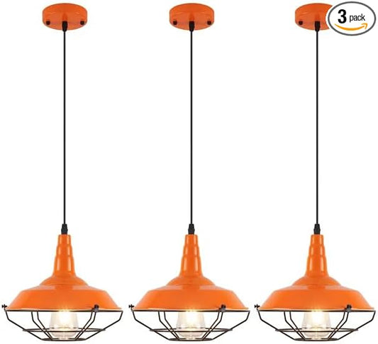 Farmhouse Orange Pendant Light, 3 Packs 10.5 inch, Island Pendant Lights, Kitchen Pendant Lights, Kitchen Island Pendant Lights, Pendant Lights Kitchen Island for Bedroom, Living Room, Bar