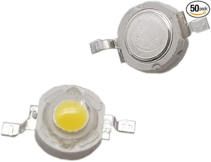 50 pcs High Power Led Chip 3W Warm White (3000K-3500K / Input 560mA-700mA / DC 3V-3.4V / 3 Watt) Super Bright Intensity SMD COB Light Emitter Components Diode 3 W Bulb Lamp Beads DIY Lighting