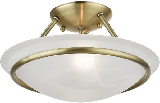 Livex Lighting 4823-01 Newburgh Collection 2 Light Semi-Flush, Antique Brass