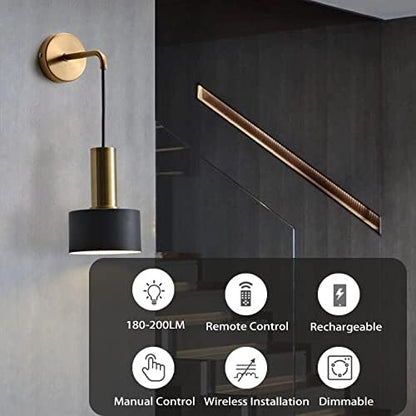GYY KEFA Battery Operated Wall Lights Indoor with Remote,2 Pieces of Bedroom Bedside Chandelier Modern Minimalist LED Light Luxury Living Room Study Wall Lamp Porch Staircase Aisle Lamps