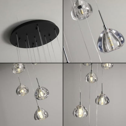Modern LED High Ceiling Chandelier,12-Light Fixture Crystal Hanging Lamp Dining Room Dimmable Adjustable Luxury Pendant Lights for Living Dinning Room Hallway Foyer Staircase Entryway