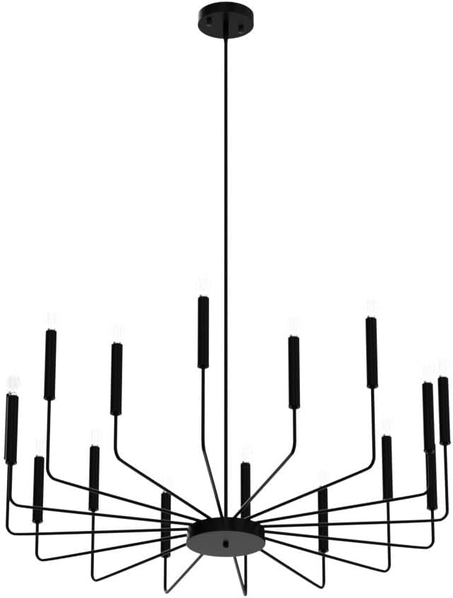 Yiisem Modern Farmhouse Black Chandelier, 16-Light Rustic Candle Chandelier, Industrial Hanging Chandeliers for Dining Room, Living Room, Kitchen, Foyer, Entryway