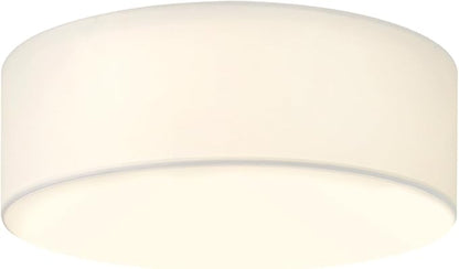 CALOKES 18-Inch Large Flush Mount Ceiling Light Fixture with White Fabric Shade, Modern Drum Closed to Ceiling Lighting for Living Dining Room, Bedroom, Kitchen, Foyer - Farmhouse Lamp & Chandelier