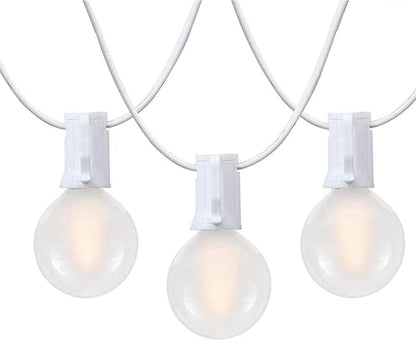 25Ft G40 LED Frosted White String Lights Outdoor with 27 Shatterproof Globe Bulbs Patio Lights White Wire, Waterproof Hanging Bistro Lights for Wedding Party Backyard Garden Porch Christmas Decor