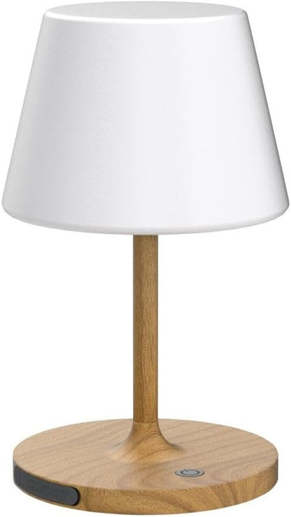 WEILAILUX Outdoor Battery Operated Table Lamp Waterproof, 4000mAh Cordless Table Lamp Rechargeable, Touch Dimmable Desk Lamp, LED Night Light for Patio Camping Restaurant Home (Wood Grain, 9.6in)
