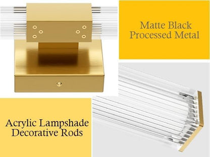 Ralbay 24inch Gold Bathroom Vanity Light Bar 22W Modern LED Vanity Lights Gold Bathroom Wall Mounted Light Fixtures Over Mirror(5500K White Light)
