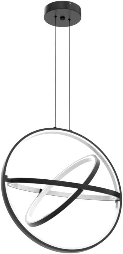 Modern LED Chandelier 3 Rings Black Circle Hanging Pendant Lighting Dimmable Round Ring Kitchen Island Chandelier Creative DIY for Dining Living Room Bedroom Height Adjustable