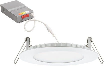 Juno LED Recessed Lights 4 Inch Round Wafer Downlight, 5-in-1 Switchable White Color Temperature, 120 Volts, 4-Inch Ultra-Thin Flat Trim, Matte White (24-Pack)