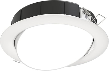 Juno LED Shower Light, Adjustable 6 Inch Wafer Downlight, Switchable Color Temperature 2700K/3000K/3500K/4000K/5000K, 90+ CRI, Matte White, 6-Inch