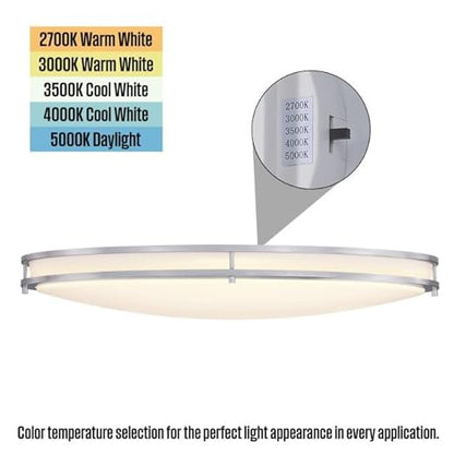 Westinghouse Lighting Lauderdale Transitional Contemporary One-Light, 33 Inch 40 Watt LED Indoor Flush Mount Fixture with Color Temperature Selection, Brushed Nickel Finish, Frosted Acrylic Shade
