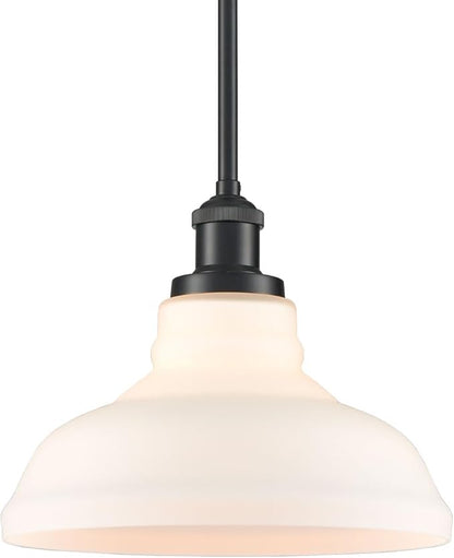HOLKIRT Black Kitchen Pendant Light with Opal Glass Dimmable Hanging Rod Pendant Lighting for Kitchen Island, Kitchen Sink,Bedroom Dining Foyer,Adjustable Height