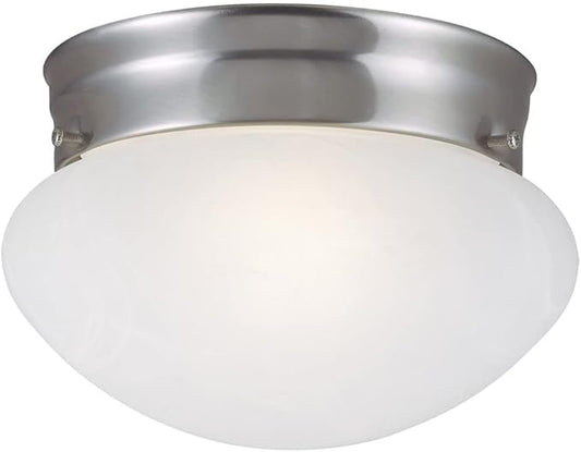 Design House Millbridge Dome 9-1/4 Inch Diameter Indoor Ceiling Light Fixture, for Bedroom, Hallway, Closet & Dining Room, Alabaster Glass, Satin Nickel, 511568