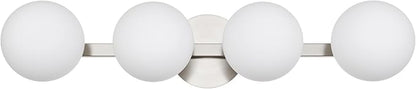 Bathroom Vanity Light Fixtures, Modern 4 Lights Globe Wall Sconce Lighting Brushed Nickel, Porch Wall Mount Light Fixture for Bathroom, Mirror Cabinets Hallway Stairs