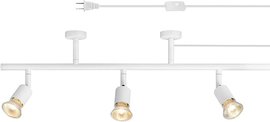 Globe Electric Plug-in Track Lighting, 3-Light Adjustable Track Bar, Matte White 22-Inch Fixture with 15-Foot Cord, Modern Ceiling Light for Apartments & Rentals
