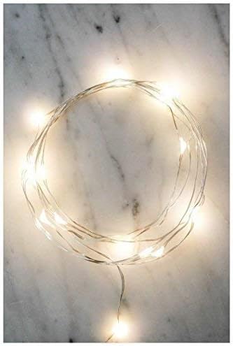 Kikkerland LED 6 ft Hanging Silver Fairy String Lights, Battery Operated, Decorative Lights, Bedroom Living Room, Inside Outside Decor, Home Decor, Party Lights