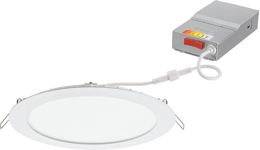 Juno WF8 SWW5 90CRI MW M6 Round LED LED Wafer Downlight, 120 Volts, Switchable Color Temperature 2700K/3000K/3500K/4000K/5000K, Triac Dimming, 8-Inch Ultra Thin Trim, Matte White