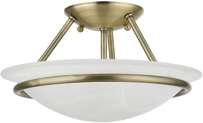 Livex Lighting 4823-01 Newburgh Collection 2 Light Semi-Flush, Antique Brass