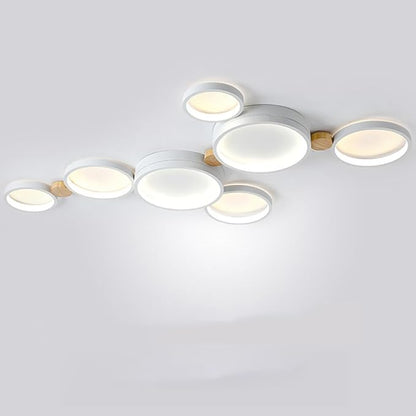 7-Lights LED Ceiling Light Fixture,Modern 42 Inch Ceiling Lights Flush Mount Wooden 47W Dimmable Chandelier for Living Room Bedroom Kitchen,3000K/4000K/6000K Temperatures Selectable White