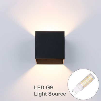 Ralbay Black Wall Sconce 2-Pack 9W Aluminum Up and Down Lighting Modern Black Wall Light Fixtures for Indoor Living Room Bedroom Hallway, with LED G9 Bulb (Warm White Light, 3000K)