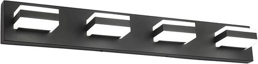 SOLFART Black Bathroom Light Fixtures 4 Lights Bathroom Vanity Light LED Vanity Lights Matt Black Vanity Lighting