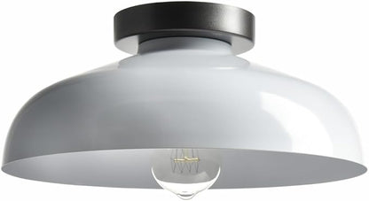 DIRYZON Modern Ceiling Light Industrial Semi Flush Mount Ceiling Light with 12-Inch White Metal Barn Shade