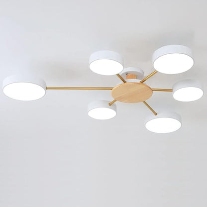6-Lights LED Ceiling Lighting 41 Inch Modern Ceiling Lights Flush Mount Recessed Lighting Ceiling Light 48W Dimmable Living Room Bedroom Kitchen, 3000K-6000K White