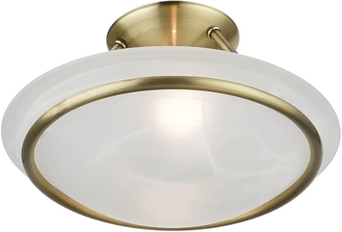 Livex Lighting 4823-01 Newburgh Collection 2 Light Semi-Flush, Antique Brass
