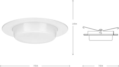 Progress Lighting P806005-028 6" Recessed Drop Lensed Shower Trim with Frosted Glass Diffuser Satin White for 6 in. Housing (P806N Series)